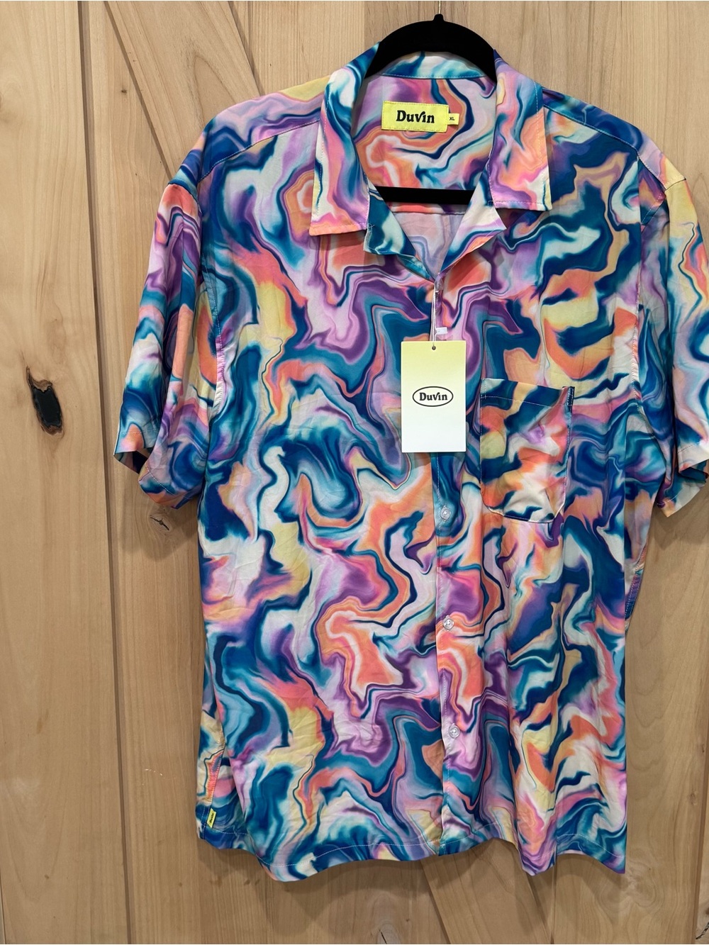 Duvin Marble button up Shirt Size XL New! Groovy Print NWT